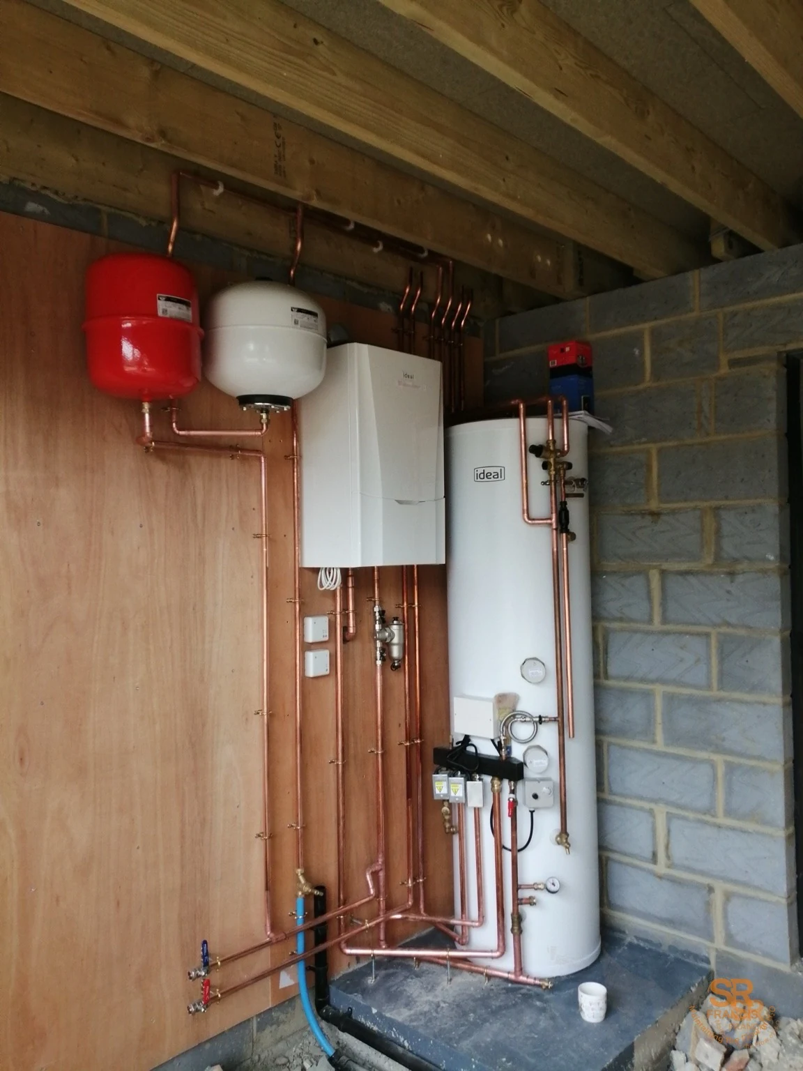 S R Francis system boiler and unvented hot water cylinder installation